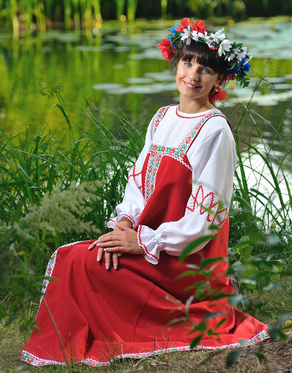 Beautiful girl Girls in Slavic costumes in Managua